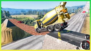 TruckFails | Cars vs Trucks vs Suspension Bridge #174 | BeamNG.Drive |TrucksFails