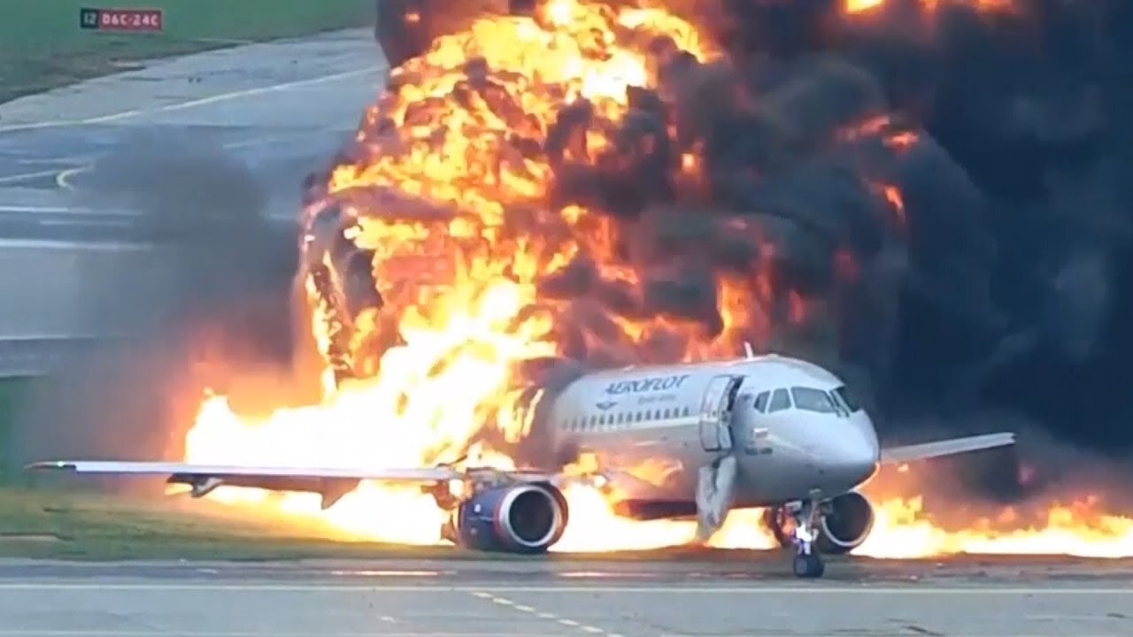 New harrowing video released of deadly Moscow plane fire