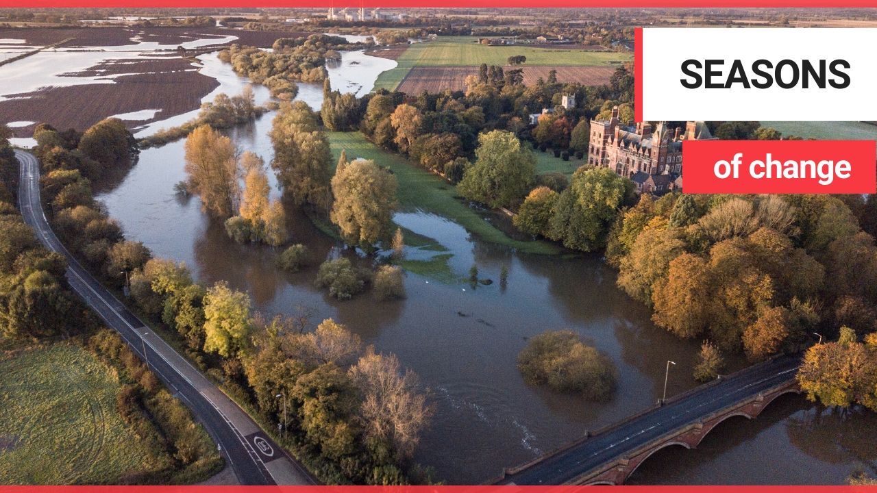 Heavy rainfall has caused the river to burst its banks in Newark, Nottinghamshire.