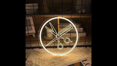 Hair Salon Engraved Neon Sign Combs and Clippers LED Neon Sign For Barber Shop