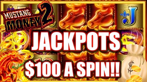 $100 Max Bet Spins! High Limit Mustang Money 2 Slot Machine!!