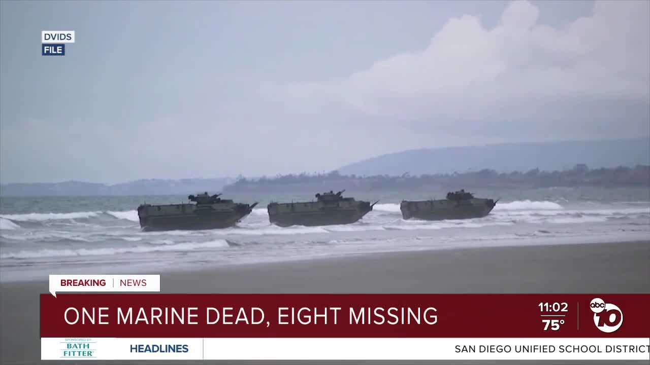 One Marine dead, eight missing