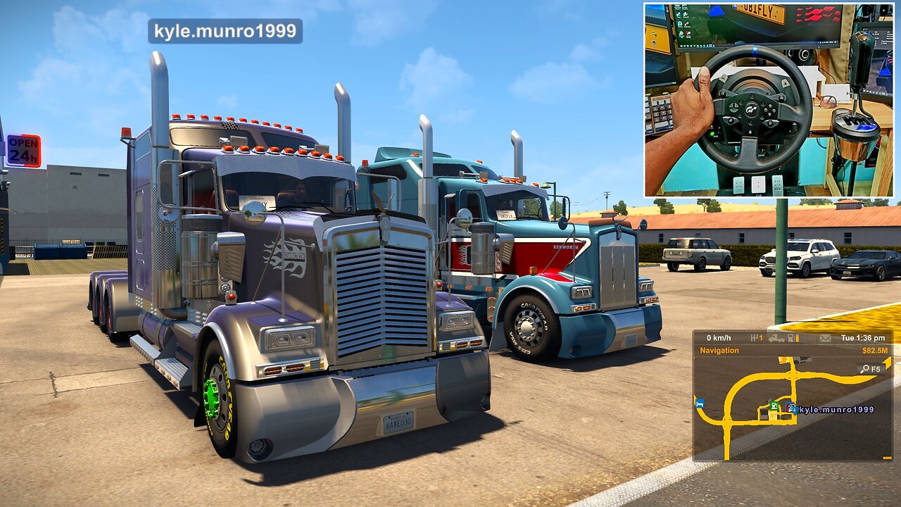 highway Convoy Action - American Truck Simulator - Steering wheel Gameplay