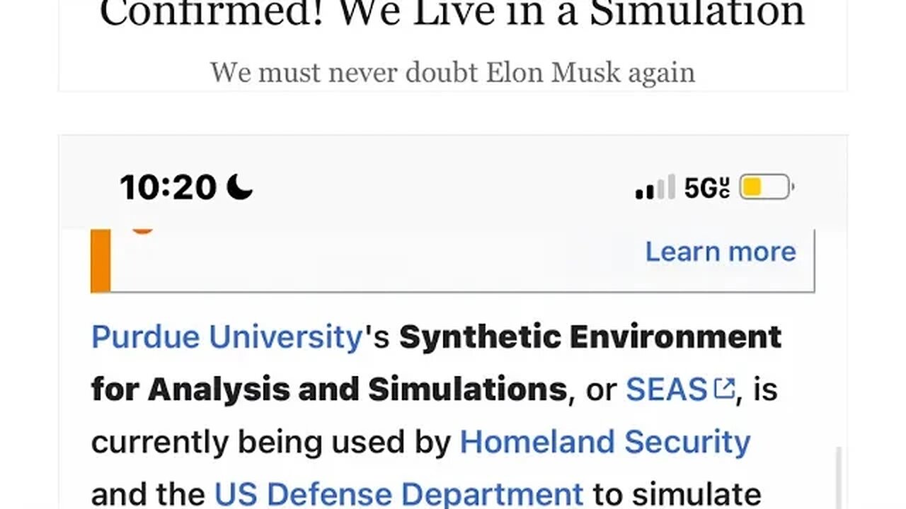 “SwS” fact:All brains got downloaded in to the matrix:Synthetic Environment for Analysis Simulations