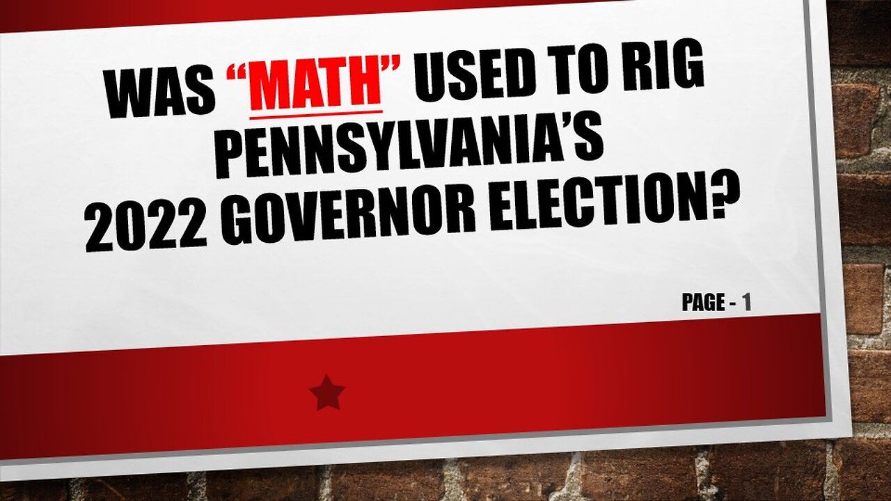 More evidence confirming Pennsylvania's 2022 Governor Election was RIGGED!