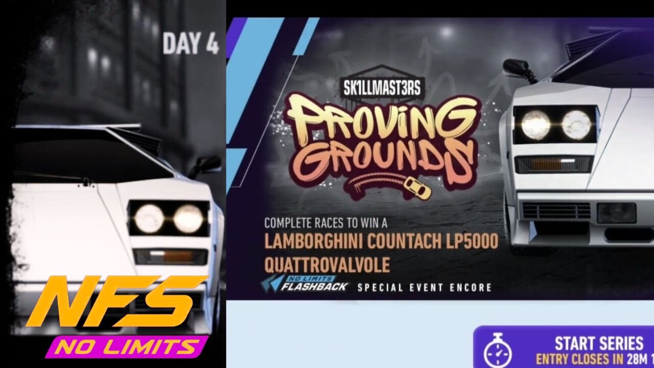 NFS No Limits: "PROVIDING GROUNDS" Day 4 | Lamborghini Countach LP5000 Quattrovalvole Challenge!
