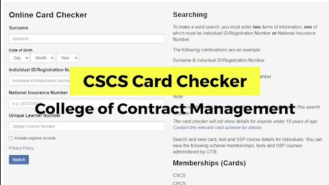 CSCS Card Checker or CPCS Card Checker