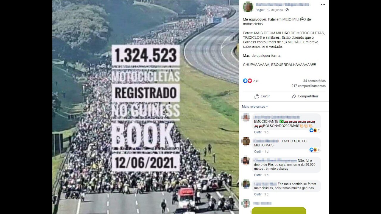 Motociata in São Paulo with Bolsonaro 12/06 - Beat the records! Guinness Book 2026