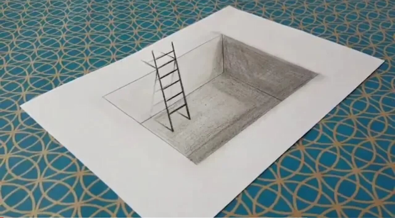 Comment dessiner une échelle dans un trou, dessiner 3d (illusion d'optique)