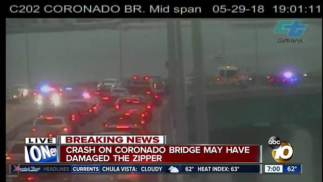 Crash on Coronado Bridge may have damaged the zipper