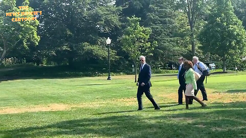 Biden shuffles on his way to continue his hateful rhetoric against Trump.