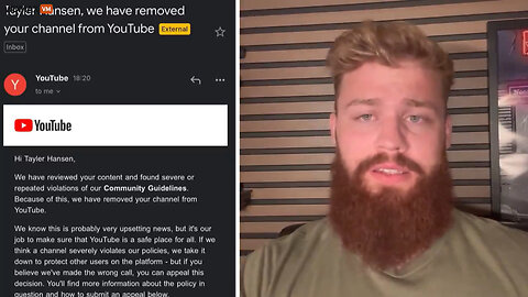 Tayler Hansen Banned From YouTube After DOJ's Report Stating Company Paying Him Is Funded By Russia