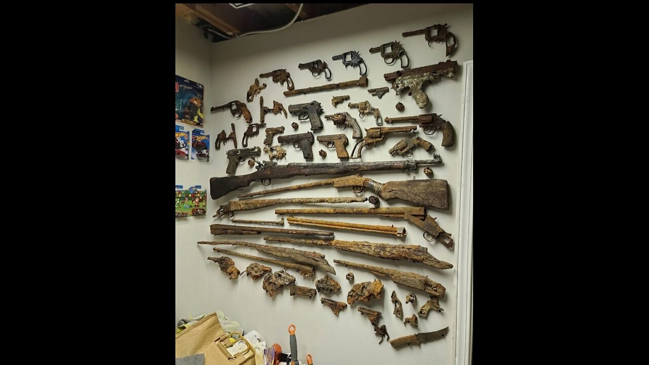 Incredible number of guns found While Magnet Fishing