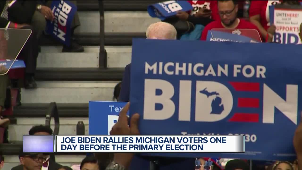 Joe Biden rallies Michigan voters one day before the primary election