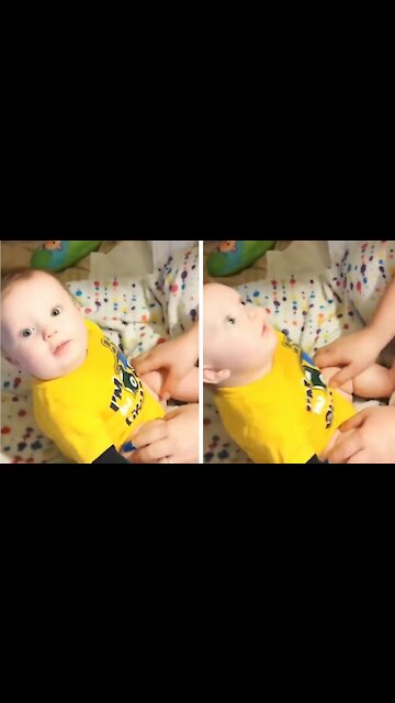 Funny Little Baby Playing With His Mom In The Crib