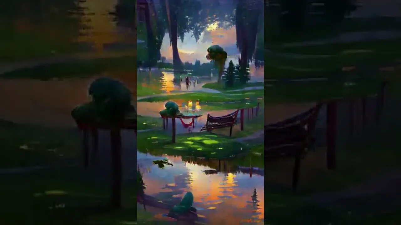 painting --a calm summer evening in the park #shorts #animation #art #anime #painting
