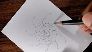 How to draw a Rose step by step