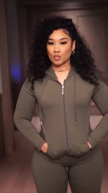 PINSV Two Piece Long Sleeve Bodycon Zip-Up Hoodie Jacket with Workout Matching Sweat Pants