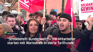 "Streikbereit! Bundesweit!" – VW-Mitarbeiter starten mit Warnstreik in vierte Tarifrunde