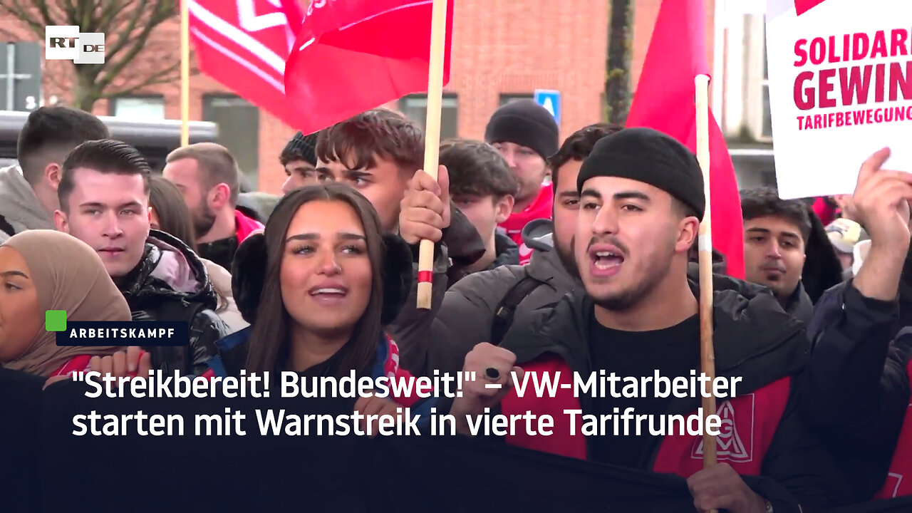 "Streikbereit! Bundesweit!" – VW-Mitarbeiter starten mit Warnstreik in vierte Tarifrunde