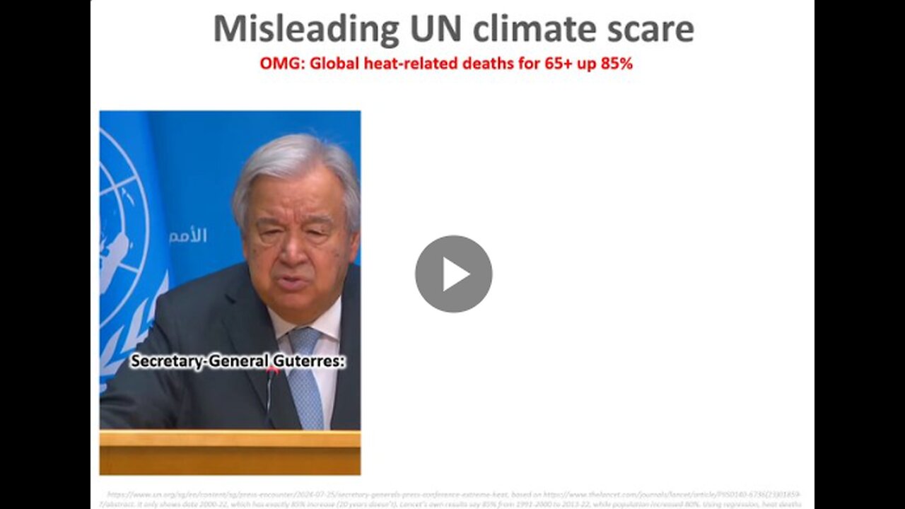 UN chief: "Heat-related deaths for people over 65... increased around 85% in 20 years."...