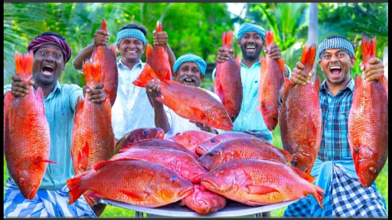 RED SNAPPER FISH | Big Fish Grill Recipe Cooking in Village | Fish Fry in Clay | Ancient Cooking