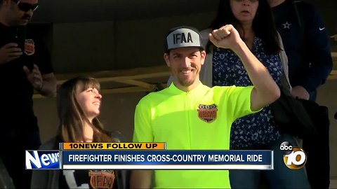 Firefighter returns to California after cross-country memorial ride