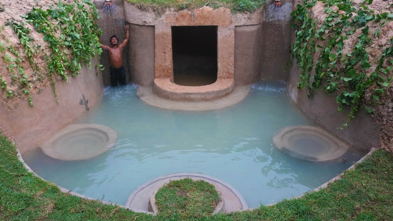 Build Most Amazing Underground Deep Pool With Secret Underground House