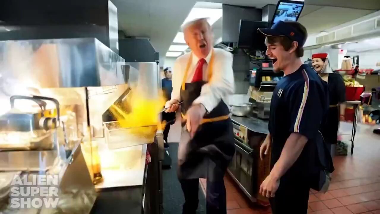 OMG , AI version of.Trump working at McDonald ! what the ..