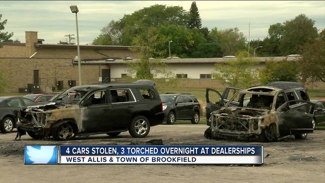 Car dealerships broken into overnight, three cars set on fire