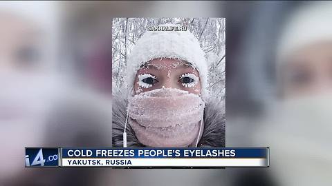 People post pictures of frozen eyelashes