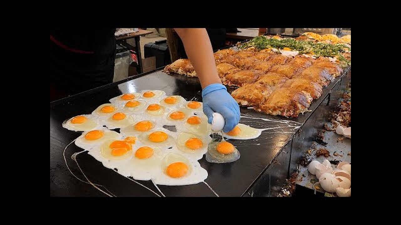 Japanese Style Egg Bacon Pancakes - Japanese Street Food