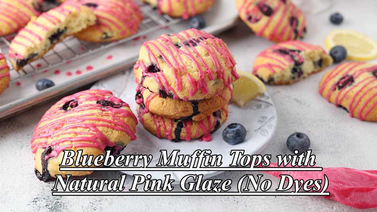 The Perfect Back to School Treat! Blueberry Muffin Tops with Natural Pink Glaze No Dyes