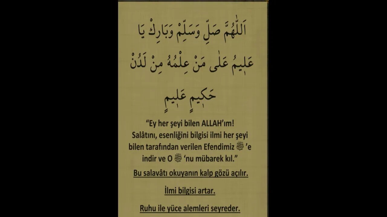 SIRLI SALAVAT-I ŞERİFELER