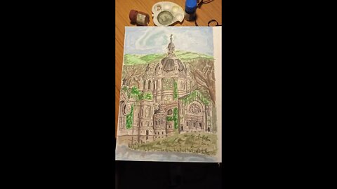 Painting Timelapse Lineart of an Abandoned Church| #timelapse #painting #postercolour