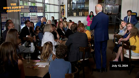 Biden goes to Michigan to sniff the kids, whisper, tell people in a cafeteria that he's okay, that "everybody does better," and "it's not a joke!.. anyway..."