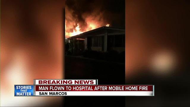 Mobile home catches fire in San Marcos