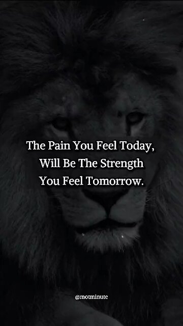 The pain you feel today will be the strength you Feel tomorrow, life lessons