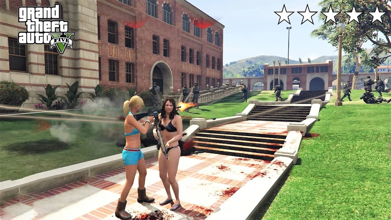 GTA 6 - Amanda and Tracey's FIVE STAR COP BATTLE AT ULSA (GTA V Funny Moments)