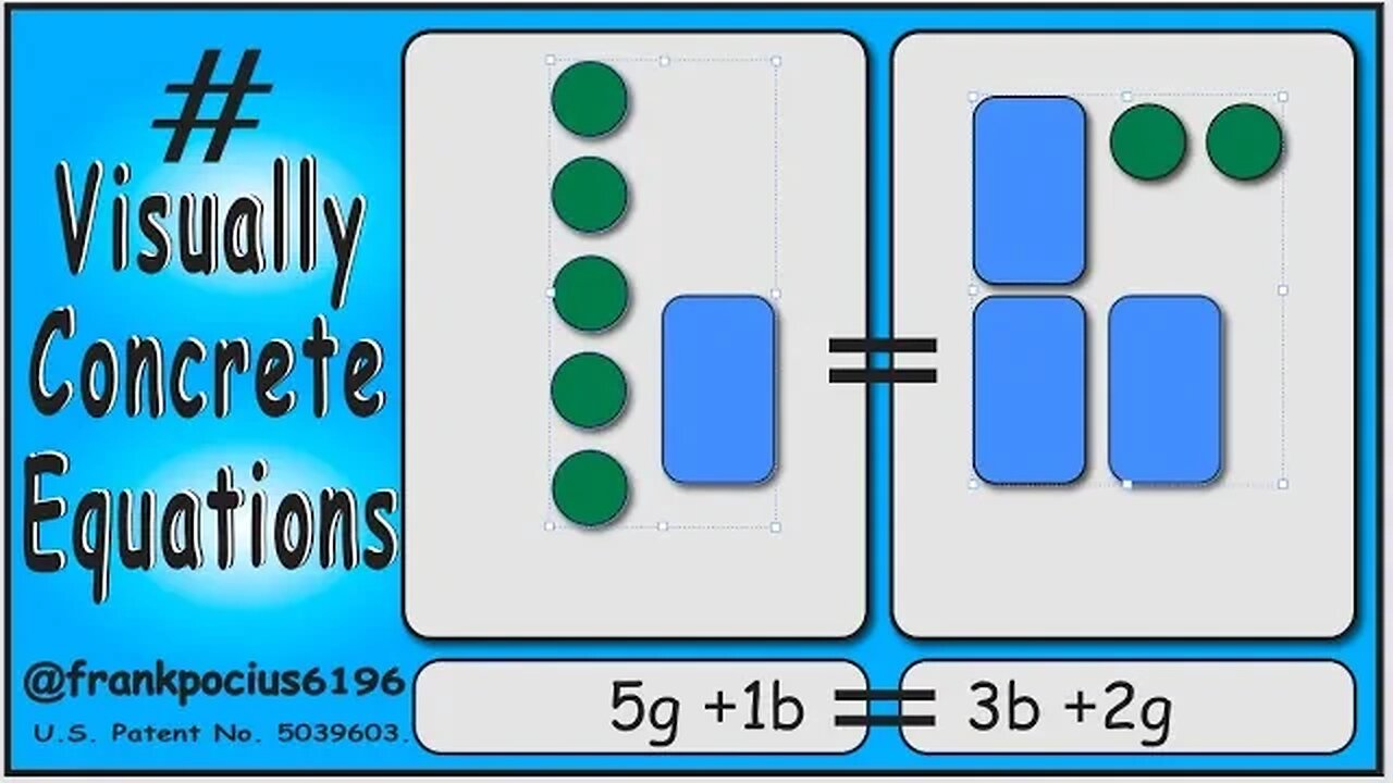 VISUAL EQUATION _ 5g +1b = 3b +2g _ SOLVING BASIC EQUATIONS _ SOLVING BASIC WORD PROBLEMS