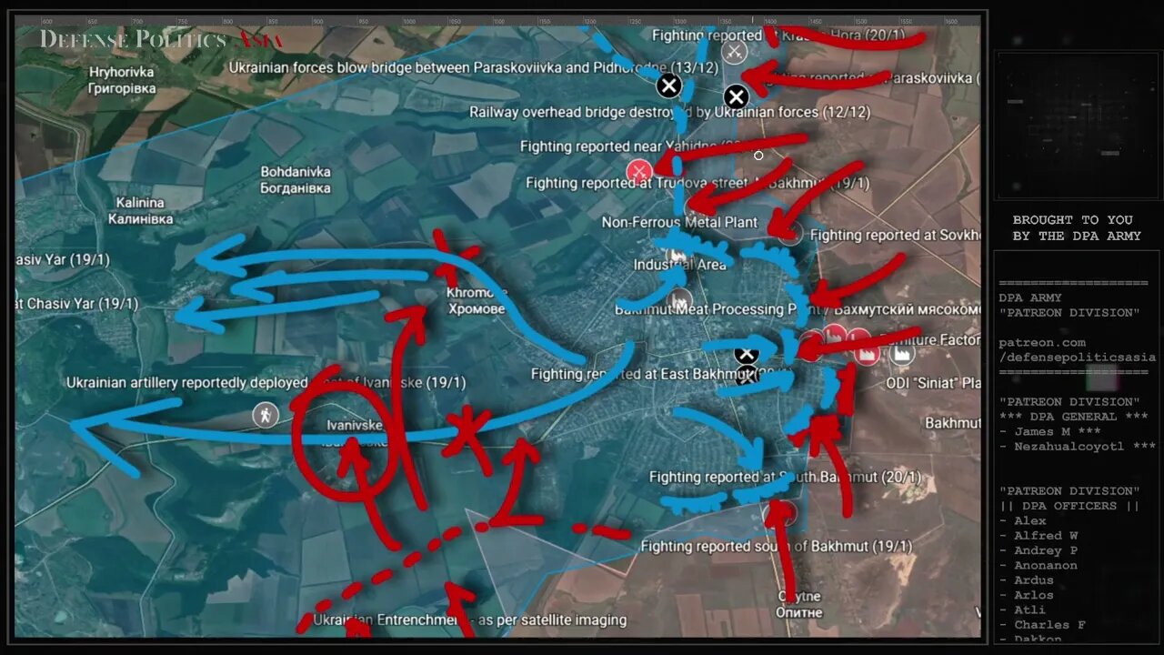 [ Battle of Bakhmut ] Bakhmut semi-encircled as Russian forces attacks Yahidne in the north