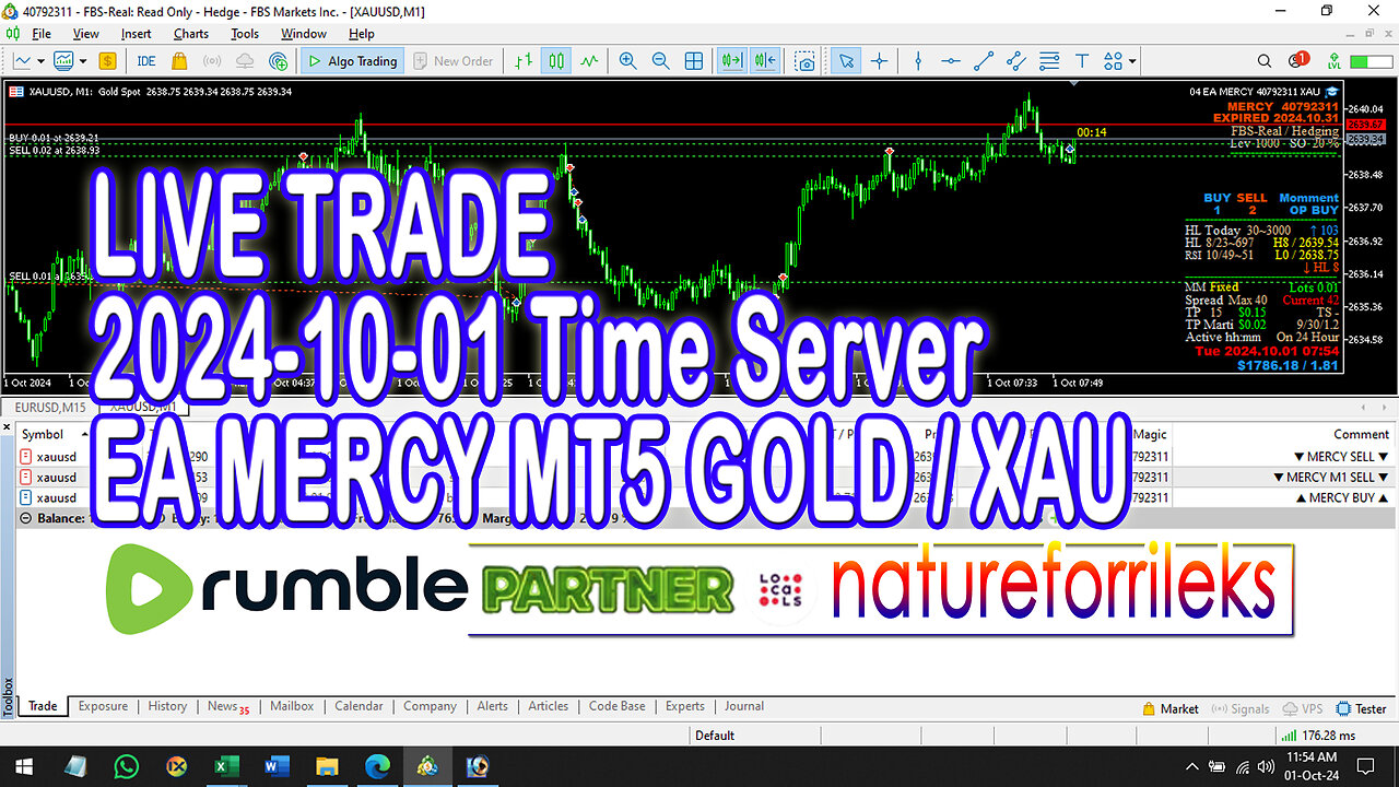 LIVE TRADE EA MERCY GOLD MT5 Time Server 2024-10-01