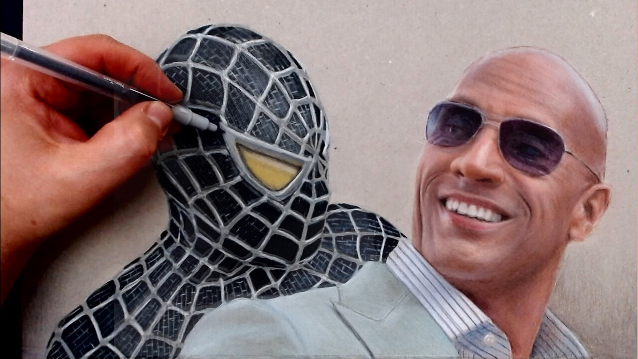 Black Spider-Man, Dwayne Johnson drawing easy