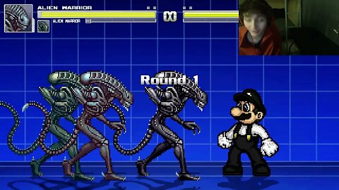 Aliens Xenomorph Warriors VS Mario In An Epic Battle In The MUGEN Video Game With Live Commentary