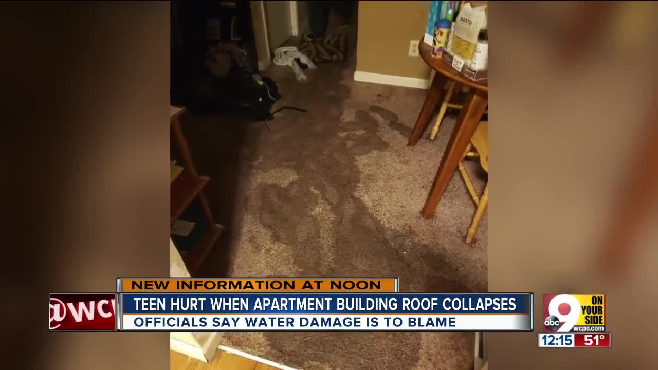 Roof collapse at apartment building