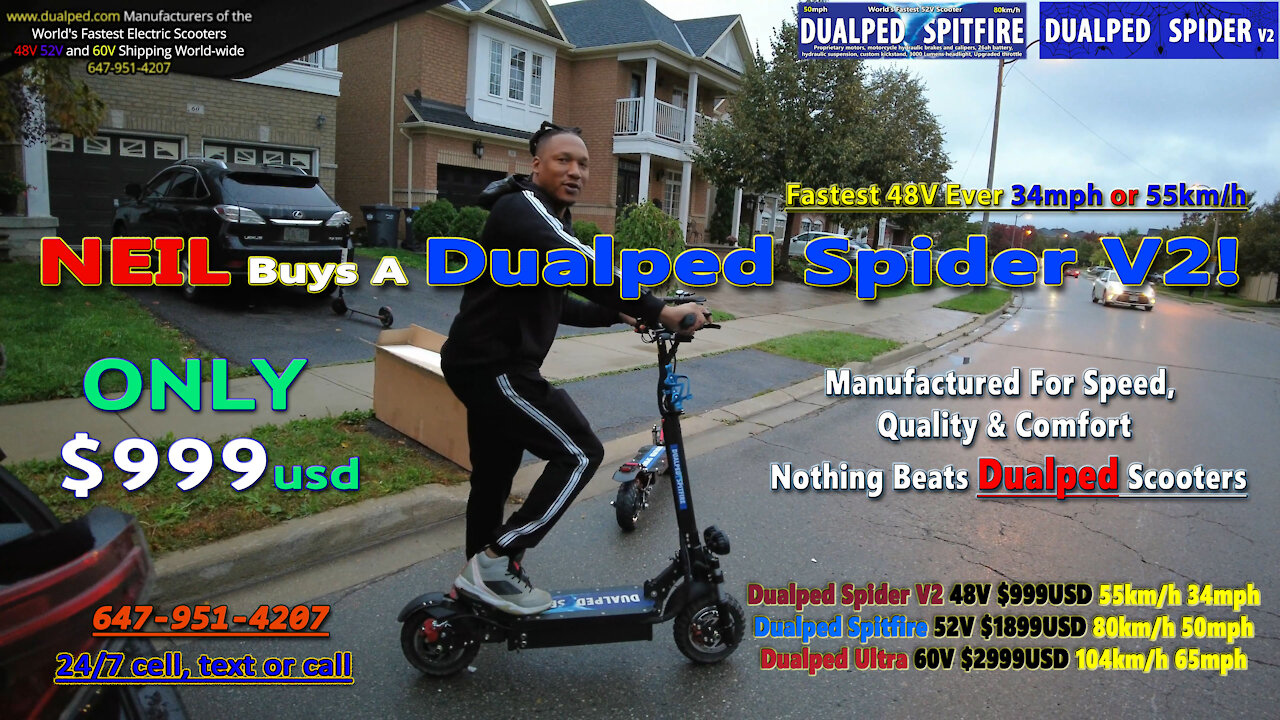 Neil In Brampton Buys A Dualped Spider V2 Fastest 48V Scooter Anywhere!