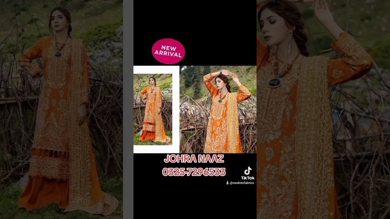 Johra Naaz Available now in stores and online visit our website www.modernfabrics.pk or 0325-7296533