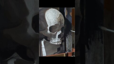 Painting A Skull On Cotton Panel #stillife #artvideo #paintingprocess