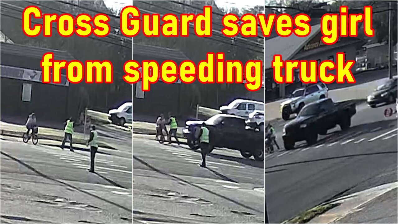 Cross Guard saves girl from speeding truck. — CRESTVIEW, FL | Dashcam | Close Call | Footage Show