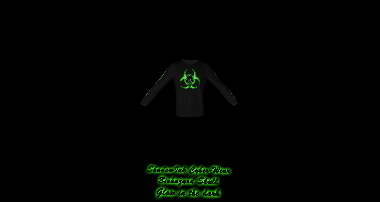 Cyberpunk/Cybergoth Biohazard Skull Glow in the Dark Long Sleeve Tee